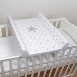 Baby Hard Base Changing Mat/Top Changer 80x50 cm fits 140x70 cm Cot Bed Unisex Wedge Anti Roll Nappy Newborn Baby Waterproof Changing Mat with Raised Edges (Stars Grey)