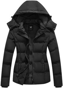 GGleaf Women's Hooded Warm Winter Coat Quilted Thicken Puffer Jacket with Removable Hood Black Large