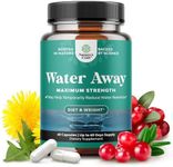 Water Away Herbal Diuretic Pills High Strength - Fluid Retention Supplement with Dandelion Leaf Extract & Green Tea for Bloating Relief for Women & Men - Capsules for Leg & Feet Swelling - 60 Count