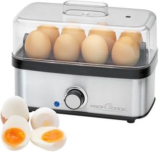 ProfiCook® PC-EK 1275 Egg Cooker for up to 8 Eggs | Egg Cooker with Omelette/Poacher Function | Egg Boiler with Egg Holder & Measuring Cup with Egg Picker | Egg Cooker 8 Eggs with Indicator Light &