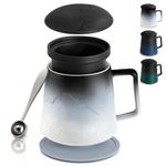 PluieSoleil 500ML Porcelain Tea Mug with Infuser and Lid, Loose Leaf Tea Cup Handmade for Tea Lovers White
