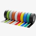 NITOXFIT Electrical PVC Insulation Tape, (19mm x 20m), 10 Rolls Multi Colour, Self-Adhesive Strong Electrical Tape for Repairing, Protecting, and Insulating Wires, Water and Heat Resistant