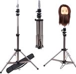 NEWSHAIR Premium Aluminum Stand Tripod Holder 68In Adjustable Wig Head Stand Portable Wig Head Tripod Silver Mannequin Head Holder for Cosmetologist Hairstylist Barber and Individuals Wig Stand Tripod Holder Come with Black Travel Bag