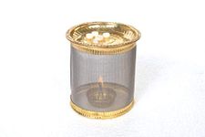 TULJA ENTERPRISES Unbreakable Diya Wind Guard/Tulsi or kartika Deepam/Steel Mesh with Brass Beading Deepak Wind Cover/Aroma Diffuser/Camphor or Kapur Diffuser/Big (3.5x4 in)