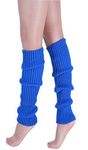 CHUNG Women Juniors Knitted Leg Warmers 16" Neon Party Dance Sports Fitness Halloween Accessory Pack of 1/2/3, 1 Pair-blue, Length -16 inch