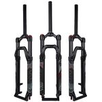 Air MTB Suspension Fork 26/27.5/29, Rebound Adjust Straight Tube 28.6mm QR 9mm Travel 120mm Manual/Crown Lockout Mountain Bike Forks, Ultralight Gas Shock XC Bicycle (Black, 26)