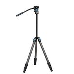 SIRUI ST-124+VA-5 Waterproof Carbon Fiber Tripod with Panorama Fluid Video Head, Triangular Centre Column, Compact Travel Tripod for DSLR Cameras, 4 Sections, Max 166cm/65.3”, Load 3KG/6.61lbs