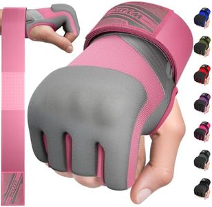 WYOX Gel Boxing Hand Wraps Inner Gloves for Men & Women, 80cm Quick Wrist Straps, Padded Knuckle Protection for Muay Thai Kickboxing, Hand Wraps for Boxing & Martial Arts (Pink & Grey, L/XL)