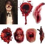 Halloween Accessories Temporary Tattoo, CARGEN Bloody Wound Makeup Stickers 6 Sheets for Halloween Make Up Cosplay Party Scar Tattoo Masquerade Prank Prop Decorations Face Tattoo Sticker