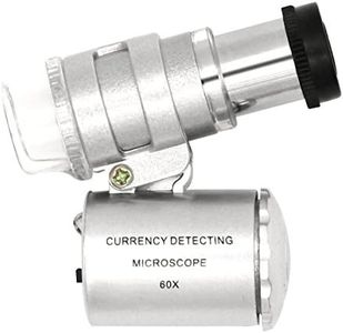 QiCheng&LYS Lupa Tricomas, Microscopio de Bolsillo, Mini 60X Lupa con Microscopio de Bolsillo LED aAjustable con Detección de Moneda