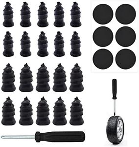 20PCS Tire Repair Rubber Nail, Car Tire Repair Screw in Rubber Plug Nail, Vacuum Tire Repair Nail Fast Repair Tool Self-Service Tire Repair Rubber Nails for Auto Motorcycle (with Screwdriver)