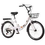 20" 22" 24" 26" Folding Bike - Adult with 7-Speed, High Carbon Steel Frame, Fold Up for City Commute, Foldable Rear Rack Front Basket