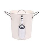 Home by Jackie Inc T586 Cream White 4L Metal Double Walled Ice Bucket Set With Lid And Scoop