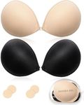 Hairao 2 Pack Sticky Bra, Strapless Invisible Bra, Backless Adhesive Bras for Women, Push Up Stick On Bras with Nipple Covers Size B