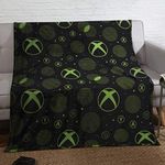 Coco Moon Xbox Sphere Green Gaming Bed Fleece Blanket Bedding Ideal Boys or Teen Gamer Bedroom Accessories Gifts Present