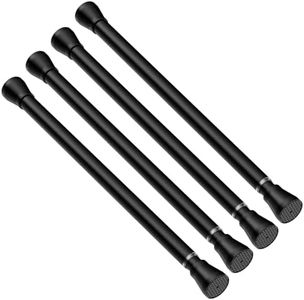 AIZESI 4PCS Tension Curtain Rod Spring Tension Rods for Windows 16 to 26 Inch, 7/8 Diameter Black, Adjustable Curtain Rod Spring Tension Curtian Rod for Bathroom, Kitchen, Cupboard