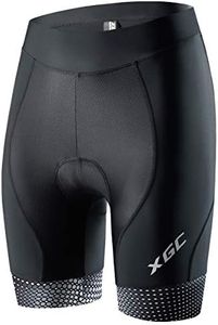 XGC Women's Cycling Shorts Bike Shorts and Cycling Underwear with High-Elasticity and Highly Breathable 4D Padded, Black_white2, Medium
