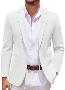 COOFANDY Mens Suit Blazer Classic Fit Casual Business Sports Jacket Two Button White
