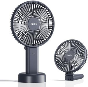 HandFan 6 Inch Handheld Fan 4000mAh Battery Operated Fan 6 Settings Personal Desktop Fan with 5-34H Working Time Removable Base Strong Airflow for Home Office Campimg Hot Flashes Outdoor Sports
