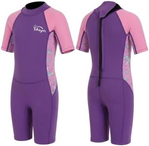 Kids Wetsuit for Boys Girls, 2.5mm Thermal SCR Neoprene Shorty Wet Suit for Toddler Youth, Swimming, Surfing, Snorkeling