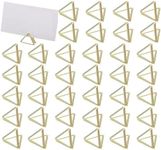 DACUAN Table Card Holders, 40PCS Strong Mini Place Card Holders, Triangle Card Stand Clip Table Number Holders, Golden Photo Holder for Wedding Party Anniversary Party Office