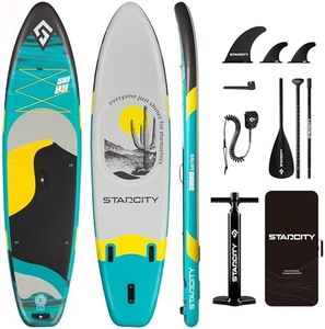 STARCITY 11'*33"*6" Blow Up sup, Inflatable Paddle Board,Paddle Board,Spacious and Stable, Anti Slip and Easy to Operate, Large Size Suitable for Single Person/Family/Pet Use,Green Black.