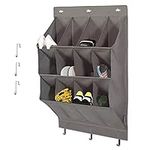 Over the Door Shoe Storage, Hanging Shoe Rack Storage with Deep Pocket for Narrow Closet and Dorm,Large Storage Compartments Storage Organizer for Shoes, Home Accessories etc. Grey (12 Pockets)