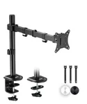 HOSS® Single Monitor Arm Desk Mount - Holds Screens up to 32 inches, Fully Adjustable Stand with C-Clamp and Grommet Base, VESA 75x75mm or 100x100mm, Black