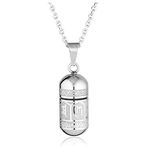 Jovivi Cremation Jewellery Stainless Steel Cylinder Bullet Urn Necklace for Ashes Memorial Keepsake Om Mani Padme Hum Hair Locket Pendant Jewellery