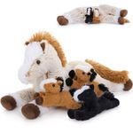 MorisMos Horse Teddy Soft Toy with Babies inside, Kawaii Pony Plush Stuffed Animal Cuddly Big, Horses Presents for Girls Boys Kids Children Birthday Party Decorations (Brown 54cm)