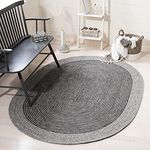 Safavieh Braided Collection BRD904F Hand-woven Wool and Cotton Area Rug, 5' x 7' Oval, Grey/Black