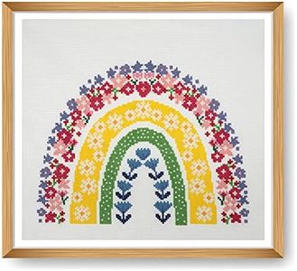 Trimits Grande trousse de broderie au point de croix – Broderie comptée pour adultes, débutants, enfants, cadeaux de Noël (cadre non inclus), 11 points, arc-en-ciel