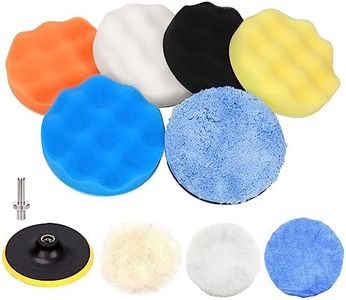 Tanstic 13Pcs 5 Inch Car Foam Drill Polishing Pad Kit, Buffing and Polishing Pad Kit Including Sponge Buffing Pads Foam Polish Pads Drill Adapter Wax Buffer Polisher Attachment for Drill