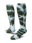 Red Lion Revolution Tie Dye Cotton Athletic Tube Socks ( Dark Green Tie Dyed - Large )