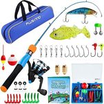 PLUSINNO Kids Fishing Pole - Kids Fishing Rod Reel Combo Starter Kit - with Tackle Box, Practice Plug, Beginner's Guide and Travel Bag for Boys, Girls and Youth