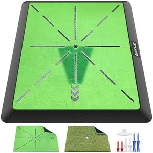 Jspotib Golf Mat Artificial Turf | Golf Mats Practice Indoor & Outdoor | Golf Training/Hitting/Chipping Mat for Swing Path Feedback | Golf Gifts for Men with 3 Replaceable Golf Mat 16"x12"