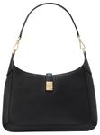 kate spade new york Women's Deco Pebbled Leather Hobo Bag Shoulder, Black, One Size