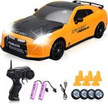 YUAN PLAN Remote Control Car 1/24 2.4GHz 4WD RC Drift Car, Rechargeable High Speed RC Cars with Cool Lights, Batteries and Extra Tires Birthday Toys for Kids