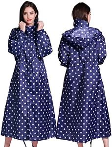 SOPPY Rain Coats for Women, Long Waterproof Coat Windproof Raincoat Lightweight Poncho Quick Dry Long Rain Jacket Hooded Raincoat for Women Free size - Blue Dots, Blue Dots, L-XL