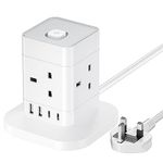 Cube Extension Lead with USB Slots, Hotimy 4 Way Multi Plug Extension Socket with 2 USB C and 2 USB A, 13A 3250W Power Strip with Switch 1.5M Extension Cords for Desk Home Office Travel