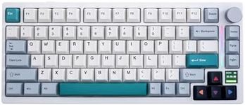 GK GAMAKAY TK75 75% Mute Mechanical Keyboard with Knob Control, Hot Swap RGB Bluetooth 5.0/2.4GHz Wireless/USB-C Wired PBT Cherry Profile Keycaps Silent Gaming Keyboard (GamaKay Pegasus Switch)