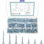 QOOSIKICC 175 Pcs Self Tapping Screws for Metal Wood & Plastic, Self Drilling Tek Screw Assortment Kit, Assorted Size Modified Truss Head Sheet Metal Screws, Self Drilling Screws, #8x2" to #8x5/8"