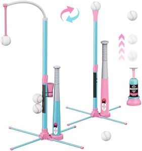 Surelect 3-in-1 T Ball Set for Kids, Adjustable Height Hanging Baseball Batting Tee Set with 2 Bats, Teeball Hitting Stand, Ball Launcher for Toddlers, Sport Toys Outdoor/Indoor for Boys Girls