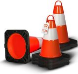 Pyle 6-Pack Traffic Safety Cones 12" inch High Visibility, Reflective Collars, PVC Durable Construction Orange Cones, for Traffic, Home, Parking, Road Safety, Driveway