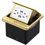 Pop Up Floor Electrical Outlet, Outlet Box with 15A Duplex Receptacle and 2USB(4.8A) Charging Ports, Pop Up Waterproof Electrical Outlet with Watertight Gasket for Home, Industry, Gold