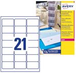 Avery Printable, Customisable Clear Address Mailing Labels, Laser Printers, 21 Labels Per A4 Sheet, 525 Labels, QuickPEEL (L7560)