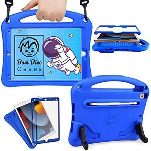 Bam Bino Space Suit Kids iPad Case for 9th/8th/7th Generation (2021/2020/2019) with Pencil Holder, Shoulder Strap, Handle, Stand, Built-in Screen Protector Full-Body Shockproof Cover - 10.2 Inch