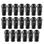 Wheel Nuts, Car Tire Screw Racing Wheel Spiked Lug Aluminum Nut Wheel Accessories Parts Set of 20 pcs, M12X1.5 (Black)