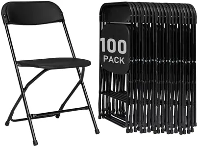susici 100 Pack Black Plastic Folding Chairs, Portable Party Chairs, Stackable Commercial Seats with Steel Frame for Home Office Wedding Party Indoor Outdoor Events Chairs, 350lbs Capacity