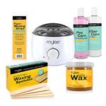 Mylee Complete Waxing Kit, Includes Salon Quality Wax Heater, Soft Cream Wax, Waxing Strips, Spatulas and Mylee Pre & After Care Lotion (Honey)